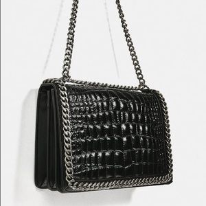 Zara Chain Strap Leather Shoulder Bag